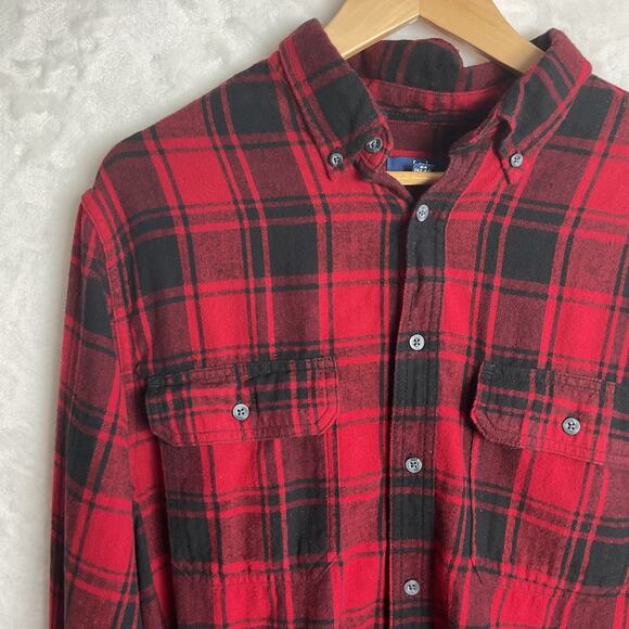 George Mens Relaxed Fit Button up Long Sleeve Flannel Shirt Large Tall - Picture 3 of 9
